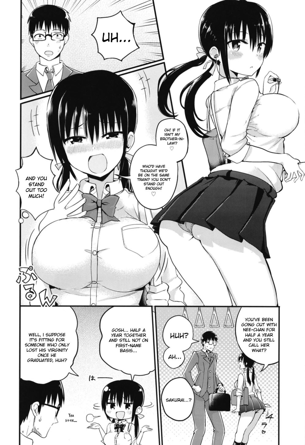 Page 4 | Kanojo No Imouto Ga Kyonyuu MiniSkir JK De Koakuma-Kei (Original)  - Chapter 1: Kanojo No Imouto Ga Kyonyuu MiniSkir JK De Koakuma-kei by  Chilt (Aohimo Familia) at HentaiHere.com